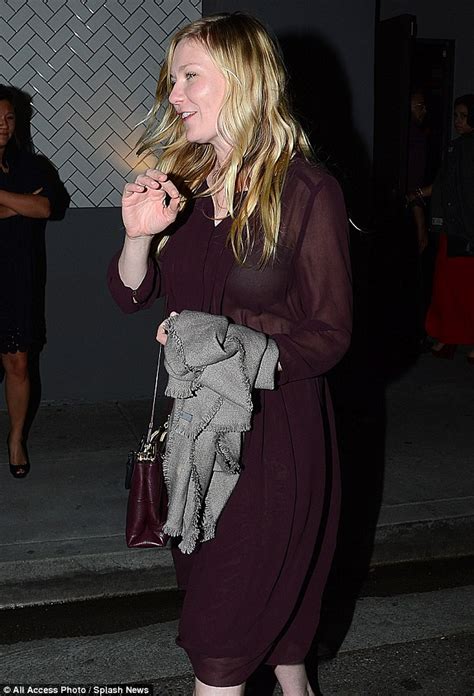Kirsten Dunst Flashes Her Black Bra In See Through Purple Dress While
