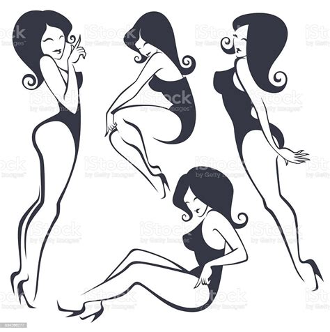 vector collection of pinup girls in different poses stock illustration download image now istock