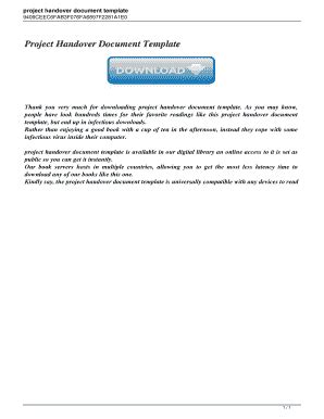 The employees follow a handover format to make the writing process of the document easier. Fillable Online Construction project handover document ...