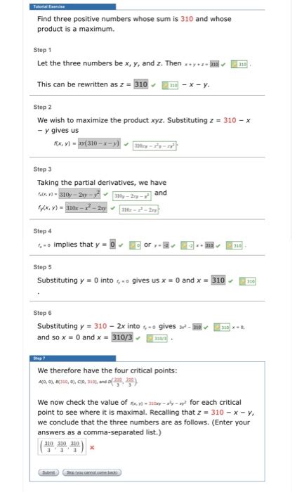 Solved Tutors Find Three Positive Numbers Whose Sum Is 310