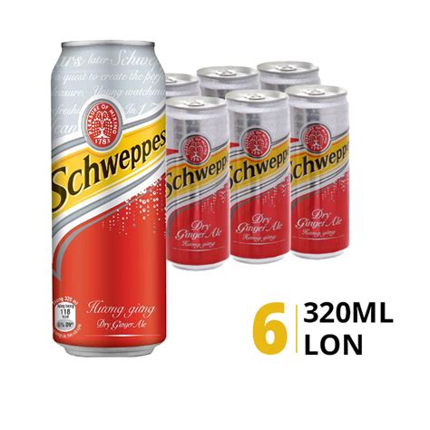 Lốc Nước Soda Dry Ginger Ale Hương Gừng Schweppes 320ml 6 Lon