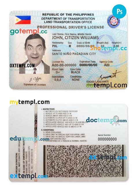 Philippines Drivers Permit Template In Psd Format Fully Editable By