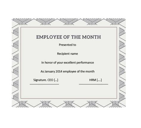 Printable Employee Of The Month Certificate Template Free Printable