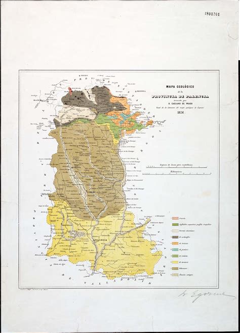 Mapa geológico de la provincia de Palencia 1856 - mapa.owje.com