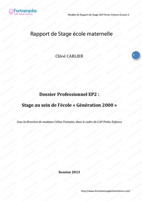 Exemple De Rapport De Stage 3e Gratuit Pdf Financial Report