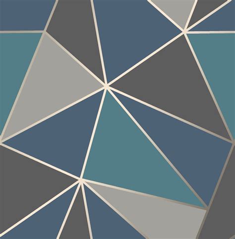 Apex Teal Blue Grey Metallic Geometric Designer Wallpaper Fine Decor