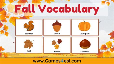 Fall Vocabulary With Pictures Autumn Words Youtube
