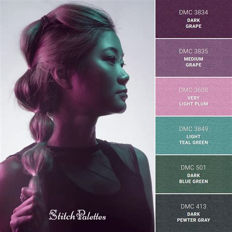 Cool Toned Portrait Embroidery Color Palette With Thread Codes