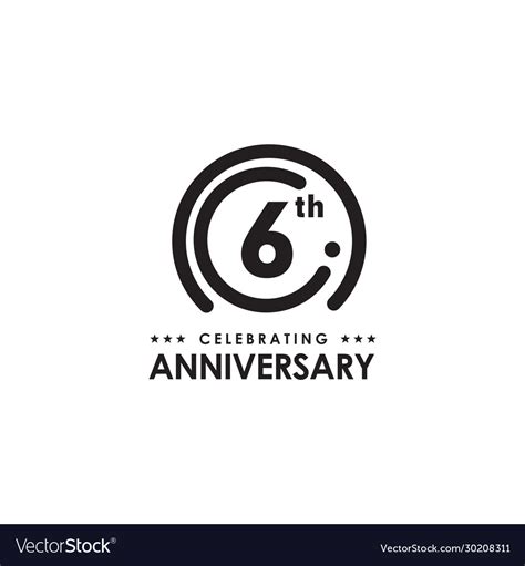 6th Year Anniversary Emblem Logo Design Template Vector Image