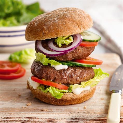 These burgers combine beef and sausage with all the fixin's right inside! Slimming World recipe: Beef Burger