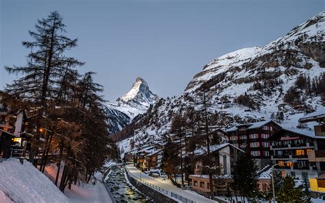 Fondos De Pantalla 1920x1200 Suiza Casa Invierno Montañas Tarde Zermatt