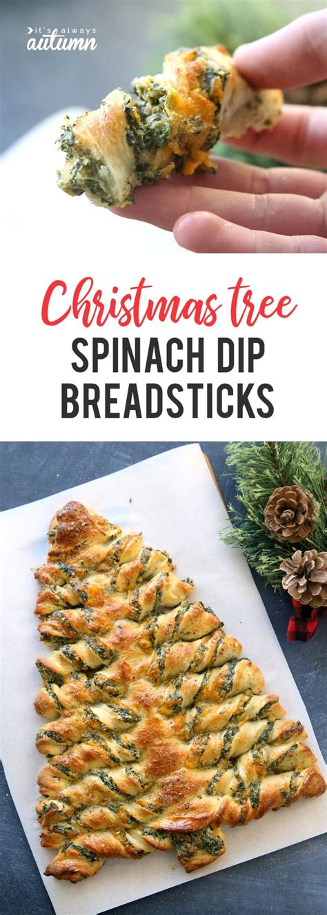 In a bowl, beat together the spinach and cream cheese. Christmas Tree Spinach Dip Breadsticks | Recipe ...