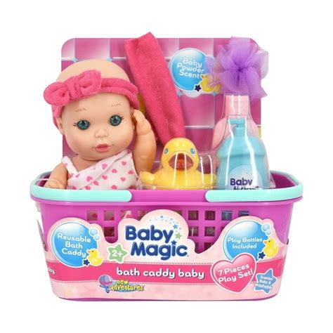 Little girls are sure to love playing mommy with this adorable pink bath set by jc toys, complete with a small bathtub for baby dolls up to 16″ and six accessory pieces. Shop Baby Magic Toy Baby Doll Bath Caddy Play Set - Free ...