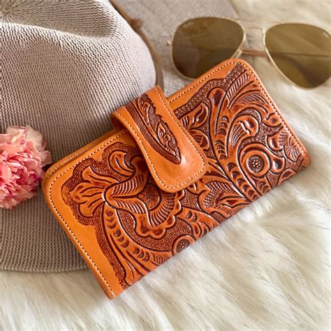 Tooled Leather Woman Wallet Woman Leather Wallet Ts For Her
