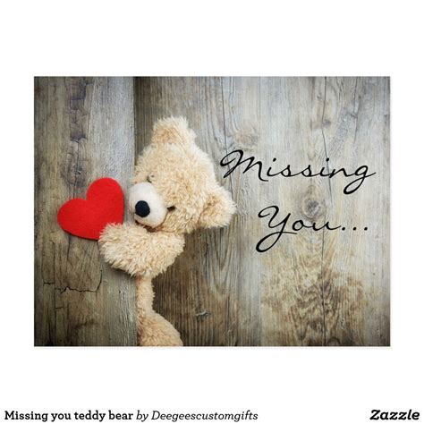 Missing You Teddy Bear Postcard Zazzle Teddy Bear Feliz Dia Dos