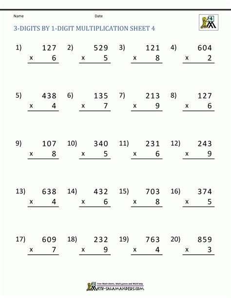 Multiplication Worksheets Grade 4 Pdf Free Printable