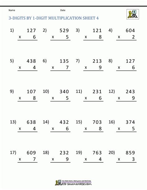 4th Grade Multiplication Worksheets Best Coloring Pages For Kids