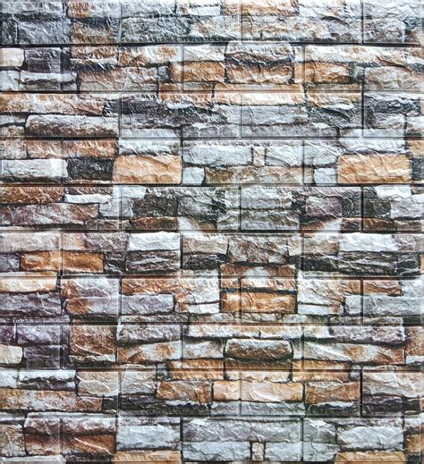 dundee deco peel and stick 3d self adhesive foam wallpaper multicolored faux bricks stones 2