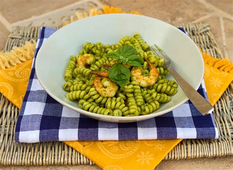 Fusilli Pasta With Herb Pesto And Shrimp Recipe Italian Food Forever