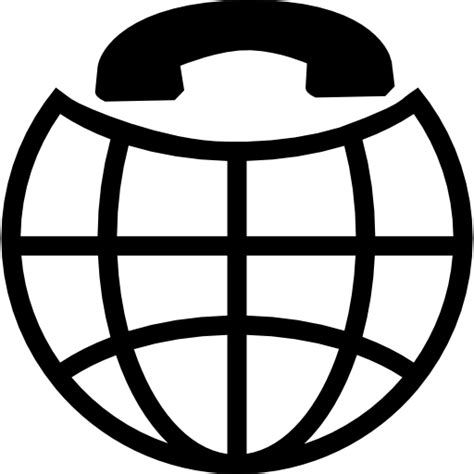 International Call Symbol Of Earth Grid With A Phone Auricular On Top