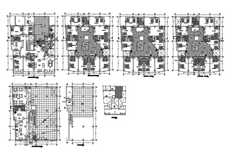 Multi Story Residential Building Floor Plan Cad Drawing