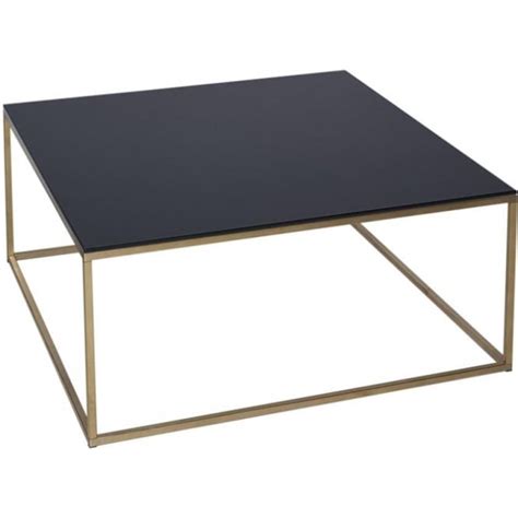 Black Glass And Gold Metal Contemporary Square Coffee Table Fusion Living