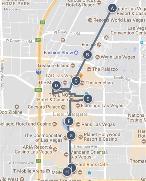 Family-Friendly Weekend in Las Vegas Sightseeing Walking Tour Map | Las