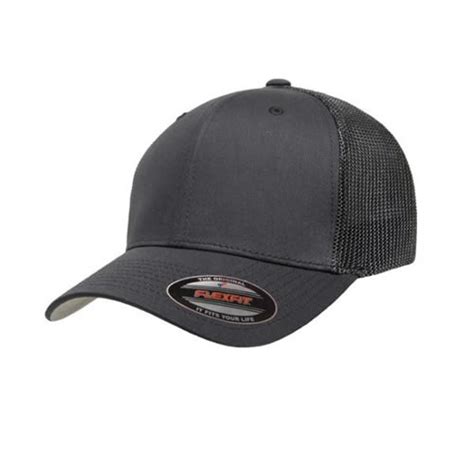 Flexfit 6511 Mesh Trucker Hat Charcoal Hip Pocket Workwear And Safety