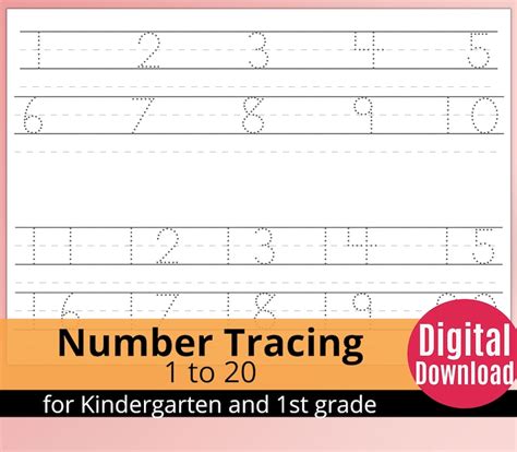 Number Tracing Worksheets Traceable Numbers Numbers 1 20 Worksheet