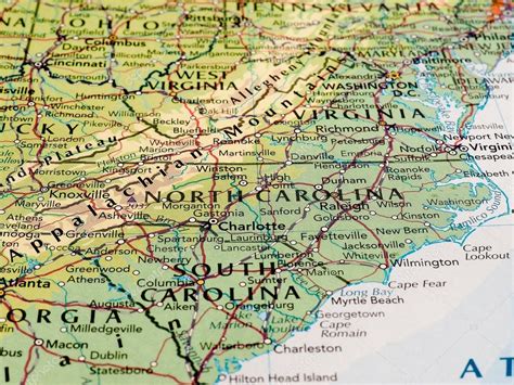 Map of the North Carolina state with selective focus – Stock Editorial