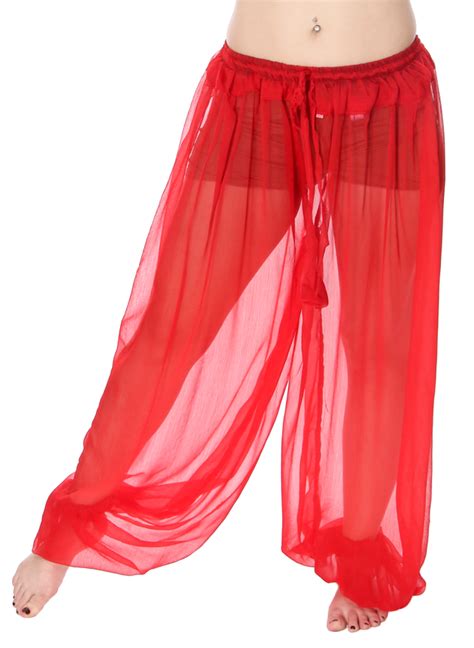 Red Chiffon Harem Pants At