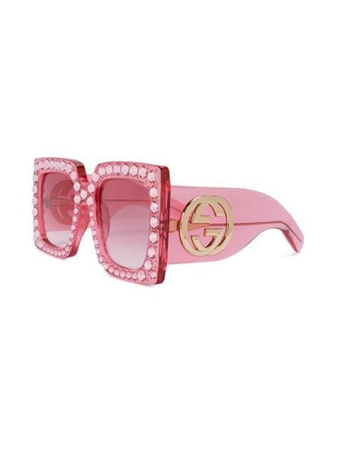 gucci hollywood forever crystal embellished oversized sunglasses in pink modesens sunglasses