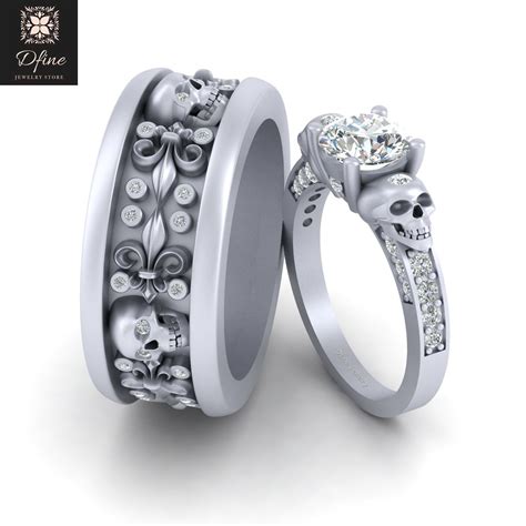 Https://tommynaija.com/wedding/gothic Wedding Ring Matching Set Wife Husband
