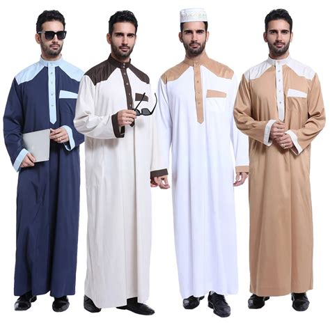 Large Size Jubbah Islam Apparel Men Abaya 4 Colors Saudi Arab Men Thobe Muslim Kaftan Long