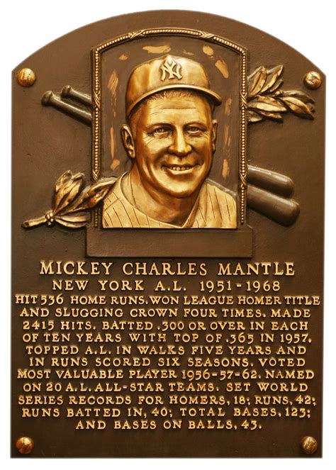 Mantle Mickey Baseball Hall Of Fame