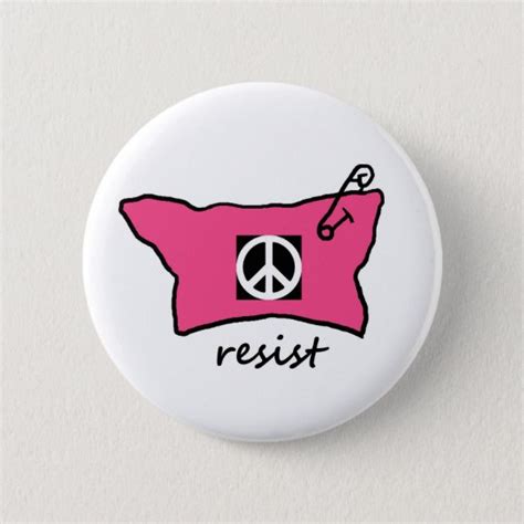 Pussy Hat Resist Button With Peace Sign Zazzleca