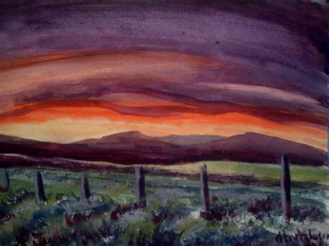 Oklahoma Daily Painters High Desert Sunset Original Watercolor