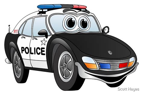 Black And White Police Car Cartoon Posters By Graphxpro Redbubble