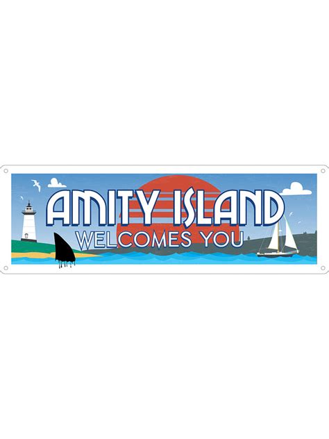 Amity Island Welcomes You Slim Tin Sign Grindstore Wholesale