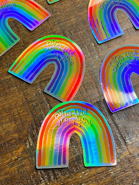 Rainbow Holographic Sticker Laptop Sticker Etsy