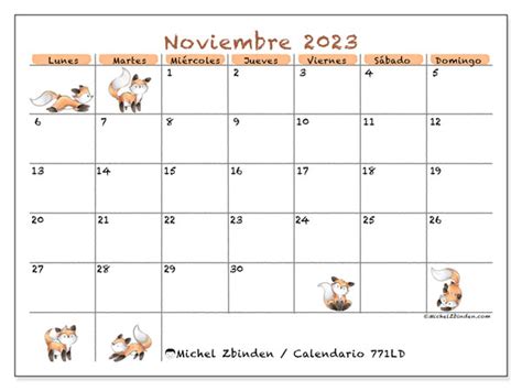 Calendario Noviembre De 2023 Para Imprimir “504ld” Michel Zbinden Pe