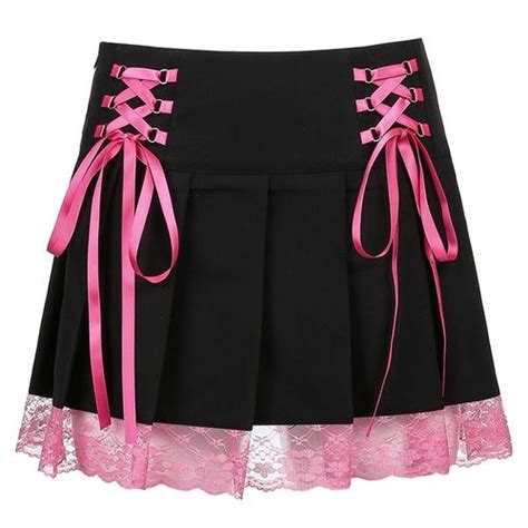 Fashion Sweetown Lace Up Goth New Pleated Skirt Woman Punk Style Dark Academia Aesthetic Vintage