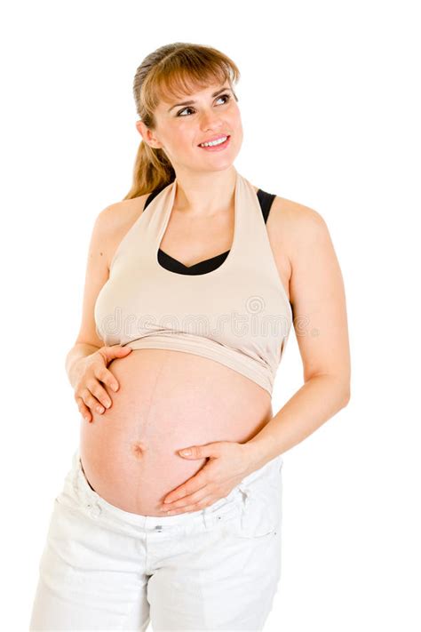 Beautiful Pregnant Woman Touching Her Lovely Belly Free Stock Photos