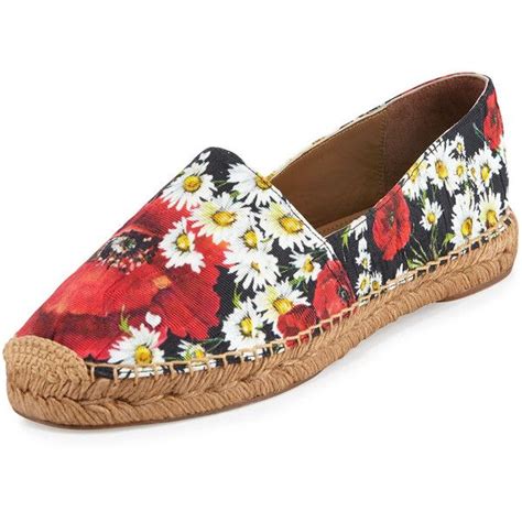 Dolce And Gabbana Floral Print Canvas Espadrille Flat Floral Shoes