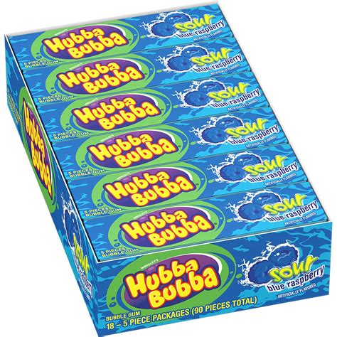 Hubba Bubba Sour Blue Raspberry Bubble Gum 5 Piece Pack