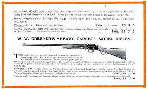 Ww Greener 1925 Circa Heavy Target And Miniature Club Rifles Catalog