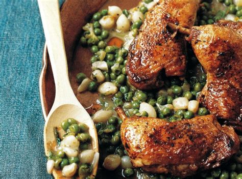 One of the things i like about this ramsay roasted chicken recipe is that the stuffing uses no bread. Chicken Legs with Braised Peas and Onions | Cookstr.com