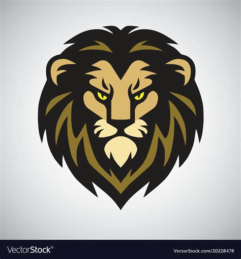 Lion Head Mascot Retro Logo Design Art Illu Vector Image
