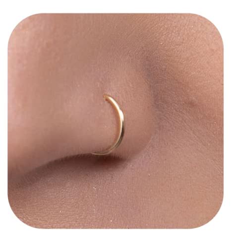 Gold Nose Ring 20 Gauge 14k Gold Filled Nose Piercing Hoop Rings 7mm Hoop Abucknmore