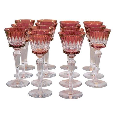 Baccarat Amber Cut Crystal Wine Glasses Set Of 14 At 1stdibs Red